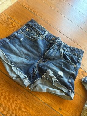 American Eagle Women's Distressed Denim Shorts - Dark Blue